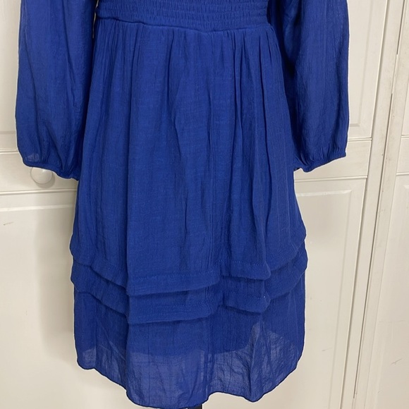 J.Gee Women’s Navy Off The Shoulder Baby Doll Crochet Lace Shirt Dress Sz PM - Picture 9 of 13